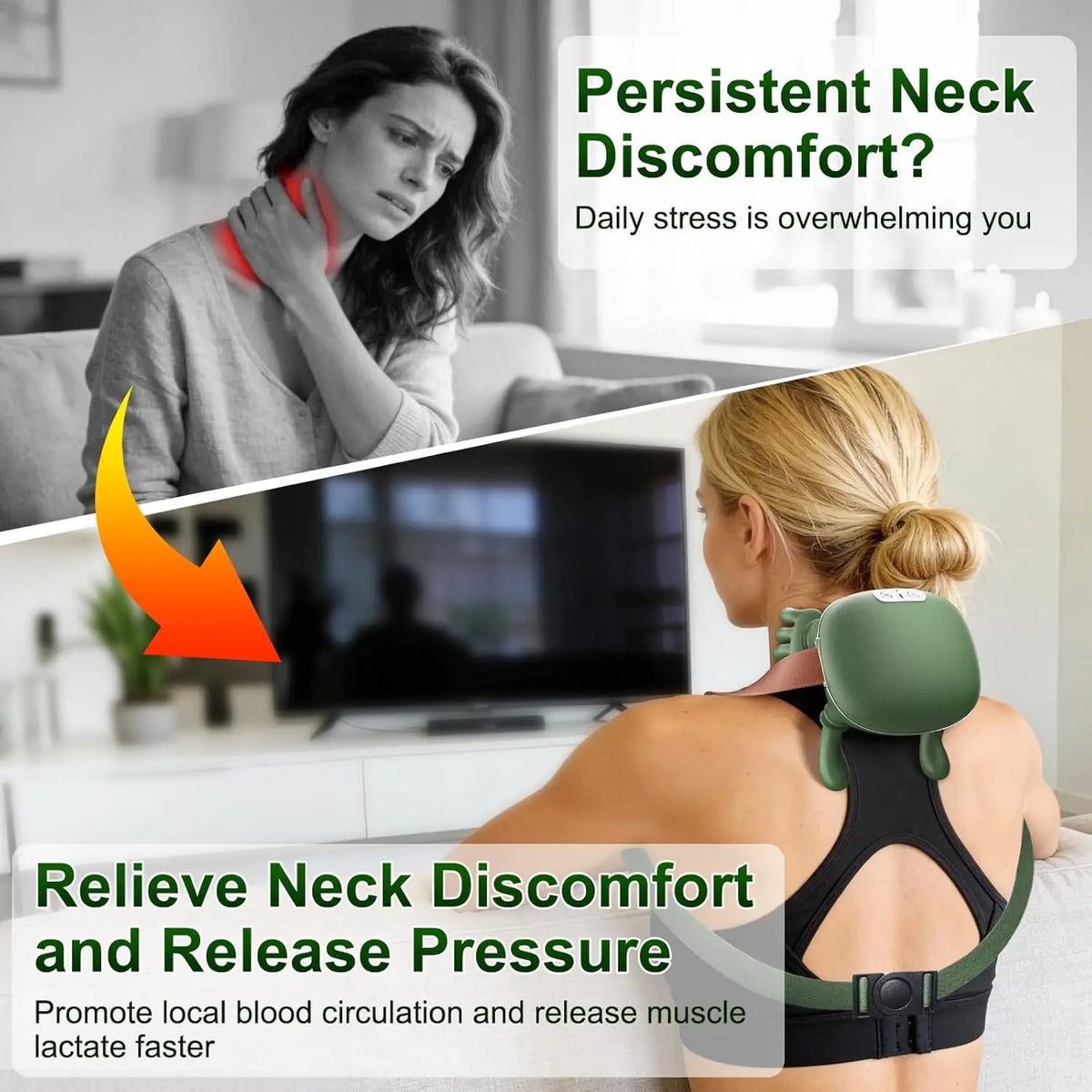 Shiatsu Neck & Shoulder Massager with Heat – Wireless Pain Relief